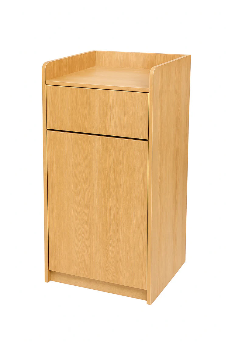 Wooden Bin Cabinet, Takeaway Restaurant Trash Bin Storage - Oak