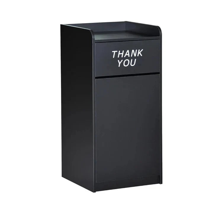 Wooden Bin Cabinet, Takeaway Restaurant Trash Bin Storage - Black