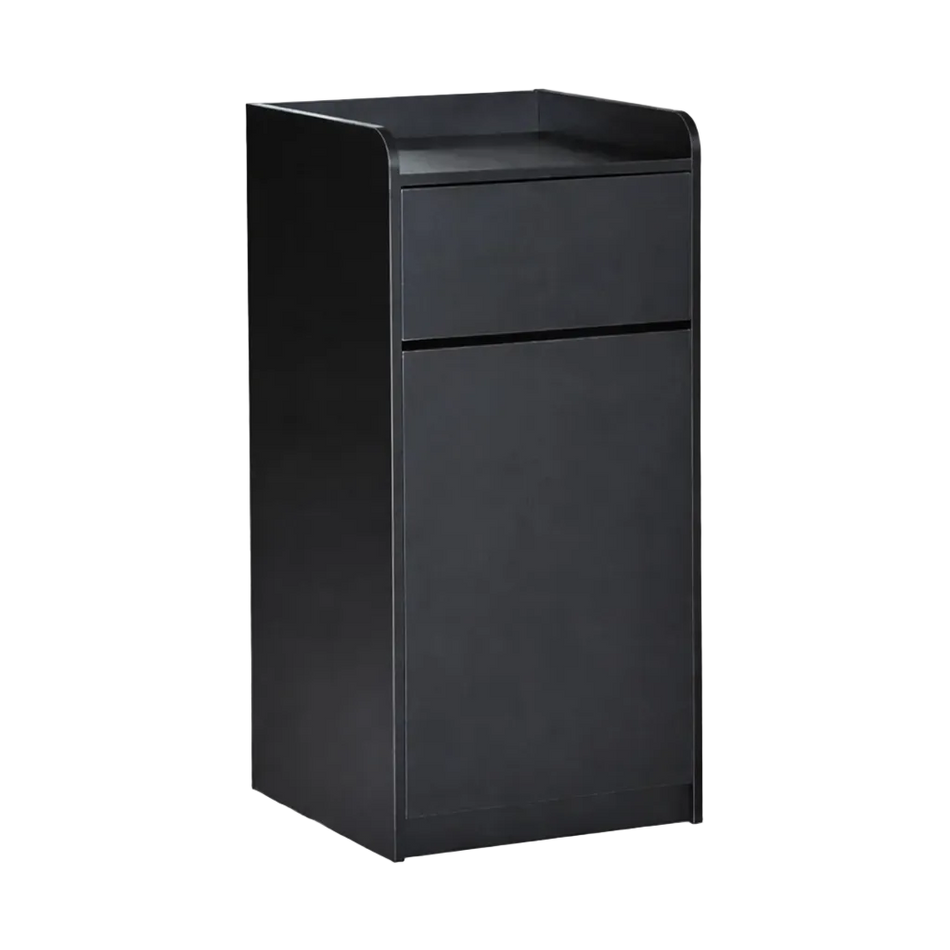 Wooden Bin Cabinet, Takeaway Restaurant Trash Bin Storage - Black