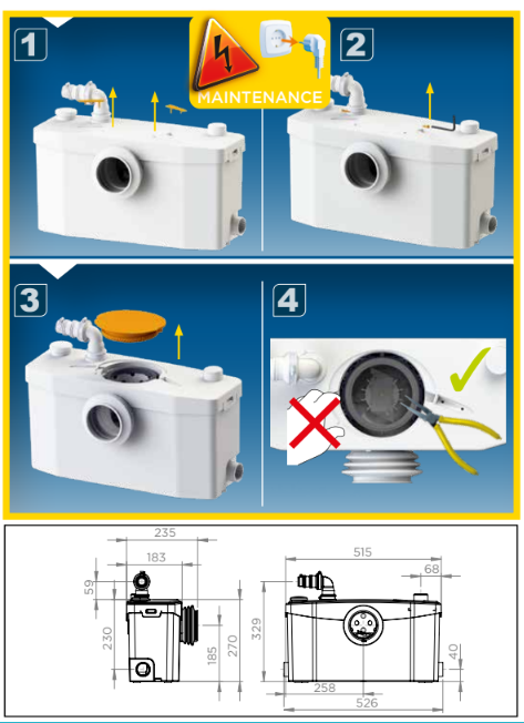 Saniflo Saniplus UP discharge pipe connection guide