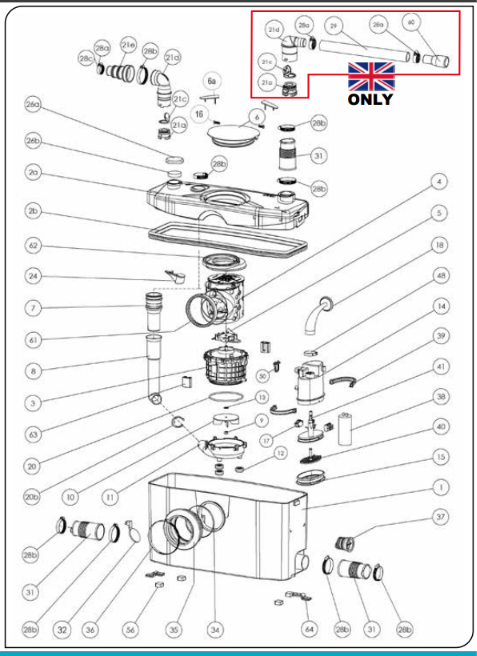 Saniflo Saniplus UP dimensions and positioning diagram